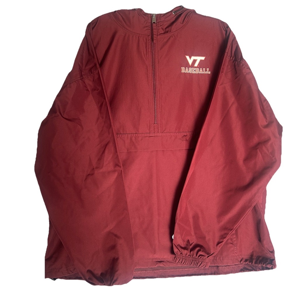 Virginia Tech Hokies Baseball Champion Quater Zip Rain Jacket Maroon Size XL